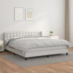 vidaXL fehér műbőr rugós ágy matraccal 180 x 200 cm (3130794)