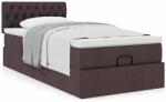 vidaXL Ottomán ágy matraccal sötétbarna 100x200 cm szövet (3311521) - vidaxl