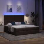 vidaXL Ottomán ágykeret matracokkal Sötétbarna 180x200cm szövet (3314523)