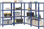 vidaXL 4 db 4-szintes kék acél és szerelt fa tárolópolc (3307581)