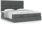 vidaXL Ottomán ágykeret matracokkal Sötét szürke 200x200cm szövet (3313721)