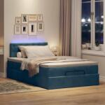 vidaXL sötétkék bársony ottomán ágy matraccal & LED-ek 120x190cm (3312756)