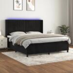 vidaXL fekete bársony rugós és LED-es ágy matraccal 180x200 cm (3139699)