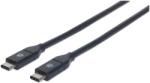 Manhattan 354899 USB-C Apa - USB-C Apa 3.2 Adat és Töltő Kábel - Fehér 0.5m (354899)