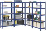 vidaXL 4 db 5-szintes kék acél és szerelt fa tárolópolc (3307593)