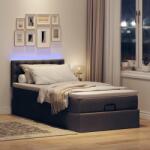 vidaXL sötétbarna szövet ottomán ágy matraccal & LED-ek 90x200 cm (3312446)