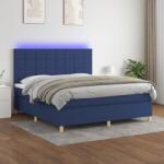 vidaXL kék szövet rugós és LED-es ágy matraccal 160x200 cm (3135451)