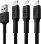 Green Cell GC Ray USB-A Apa - Lightning Apa iPhone Töltőkábel 2m - Fekete 3 Db