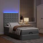 vidaXL világosszürke szövet ottomán ágy matraccal & LED-ek 80x200cm (3314127)