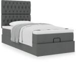 vidaXL Ottomán ágykeret matraccal sötét szürke 90x190cm szövet (3313203)