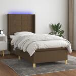 vidaXL barna szövet rugós és LED-es ágy matraccal 90x200 cm (3138848)