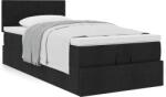 vidaXL Ottomán ágykeret matraccal fekete 80x200cm szövet (3311333)