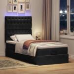 vidaXL Ottomán ágykeret matracokkal fekete 90x200cm bársony (3314368)