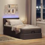 vidaXL sötétbarna szövet ottomán ágy matraccal & LED-ek 90x200 cm (3312280)