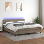 vidaXL tópszínű szövet rugós és LED-es ágy matraccal 180 x 200 cm (3133177)