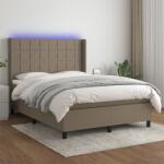 vidaXL tópszínű szövet rugós és LED-es ágy matraccal 140x200 cm (3138321)