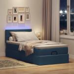 vidaXL Ottomán ágy matraccal & LED kék 100x200 cm szövet (3312290)