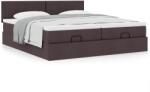 vidaXL Ottomán ágykeret matracokkal Sötétbarna 200x200cm szövet (3311983)