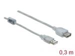 Delock Extension cable USB 2.0 Type-A male > USB 2.0 Type-A female 0, 3m Transparent (82244)
