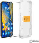 ENKAY Xiaomi 14T, 14T Pro, ENKAY HAT PRINCE EasyInstall előlapvédő karcálló edzett üveg, 9H, A teljes felületén tapad, Felhelyező segédkeret, A teljes kijelzőt védi, Fekete