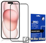 XPRO Apple iPhone 15 Plus, Xpro előlap védő karcálló edzett üveg, 9H, 0.33mm, A teljes felületén tapad, A teljes kijelzőt védi, Fekete