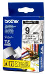 Brother TZE-121 laminált P-touch szalag (9mm) Black on Clear - 8m