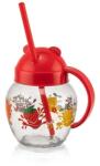 LUXPLASTIC IRIS C-00373 Cute üvegbögre szívószállal 370ml, piros, zöld vagy sárga színű (C-00373) - bestbyte