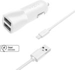 FIXED Smart Rapid Charge 15 W 2x USB kimenettel és USB/Lightning kábellel MFI tanúsítvány, fehér (FIXCC15-2UL-WH)