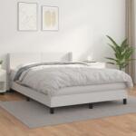 vidaXL fehér műbőr rugós ágy matraccal 140x190 cm (3130656)