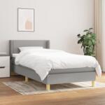 vidaXL világosszürke szövet rugós ágy matraccal 90 x 200 cm (3130161)