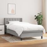 vidaXL világosszürke szövet rugós ágy matraccal 90 x 200 cm (3130001)
