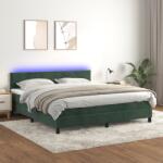 vidaXL sötétzöld bársony rugós és LED-es ágy matraccal 160x200 cm (3134294)