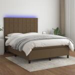 vidaXL barna szövet rugós és LED-es ágy matraccal 140x200 cm (3134880)