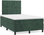 vidaXL sötétzöld bársony rugós ágy matraccal 120x190 cm (3269998)