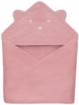 Lionelo Prosop de baie, Lionelo, Cu gluga, Din muselina, 100% bumbac, 80x80 cm, Absorbtie eficienta, Roz