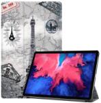 Gigapack Tok álló, bőr hatású (aktív FLIP, oldalra nyíló, TRIFOLD asztali tartó funkció, Eiffel torony, térkép minta) SZÜRKE Lenovo Tab P11 (TB-J606F), Lenovo Tab P11 5G (TB-J607Z), Lenovo Tab P11 (GP-102457)
