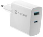 NATEC Univerzális USB töltő Natec RIBERA GaN 1X USB-A + 1X USB-C 65W, fehér NUC-2144