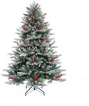  Brad Artificial de Craciun cu Ramuri Ninse, Verde cu Fructe Rosii, 240 cm, Suport Inclus - INV8080986