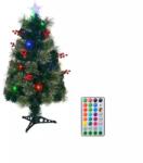  Brad Artificial Fibra Optica de Craciun, 12 LED-uri RGB, cu Telecomanda, 90 cm - INV1082706