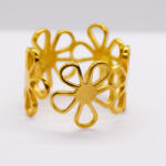 Prémiumékszer Webáruház Nemesacél Arany Színű Állítható Méretű Virágos Női Gyűrű (GYG005)