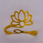 Prémiumékszer Webáruház Nemesacél Arany Színű Állítható Méretű Lótuszvirágos Női Gyűrű (GYG003)