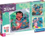 Clementoni Puzzle pentru copii Clementoni din 3 x 48 piese - Stitch (25321) Puzzle