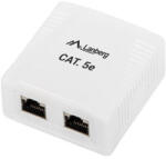 Lanberg CAT5e 2xRJ45 FTP árnyékolt felületi szerelődoboz - fehér (OS5-0002-W) - mzona
