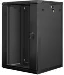 Lanberg 19" fali rack szekrény 18U/600X600 üvegajtó, lapraszerelt, fekete V2 (WF01-6618-10B)