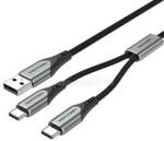 Vention USB-A/M -> 2*USB-C/M, 0, 5m, (3A, 60W), kábel (CQOHD) (CQOHD)