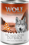 Wolf of Wilderness 6x400g Wolf of Wilderness Adult 'Triple Taste' The Outback - csirke, marha, kenguru nedves kutyatáp