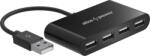 AlzaPower USB Hub USB-A (M) to 4× USB-A 2.0 (F), fekete (APW-HAC4A2B)