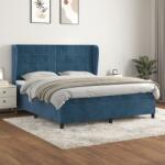 vidaXL sötétkék bársony rugós ágy matraccal 180x200 cm (3129229)