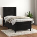 vidaXL fekete bársony rugós ágy matraccal 90 x 200 cm (3132779)