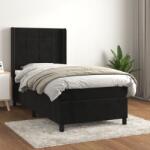 vidaXL fekete bársony rugós ágy matraccal 100 x 200 cm (3132665)